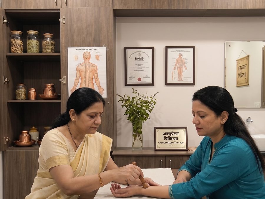 Acupressure therapy session
