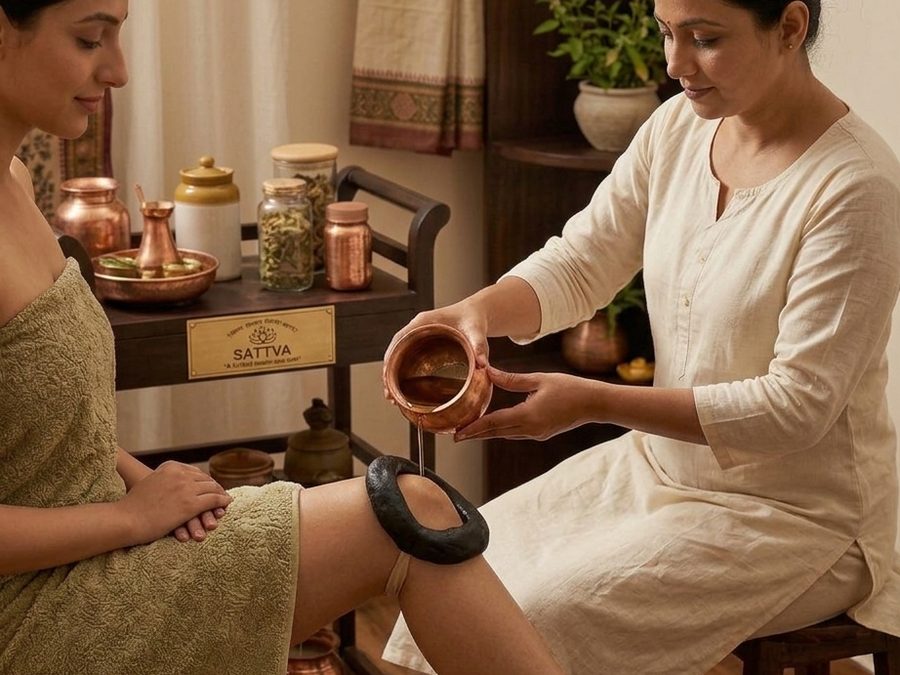 Janu Basti knee joint oil therapy